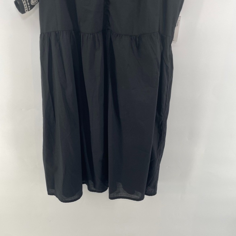 Old Navy Women L Black Embroidered Floral Mini Swing Dress Boho Peasant Festival - Picture 11 of 11